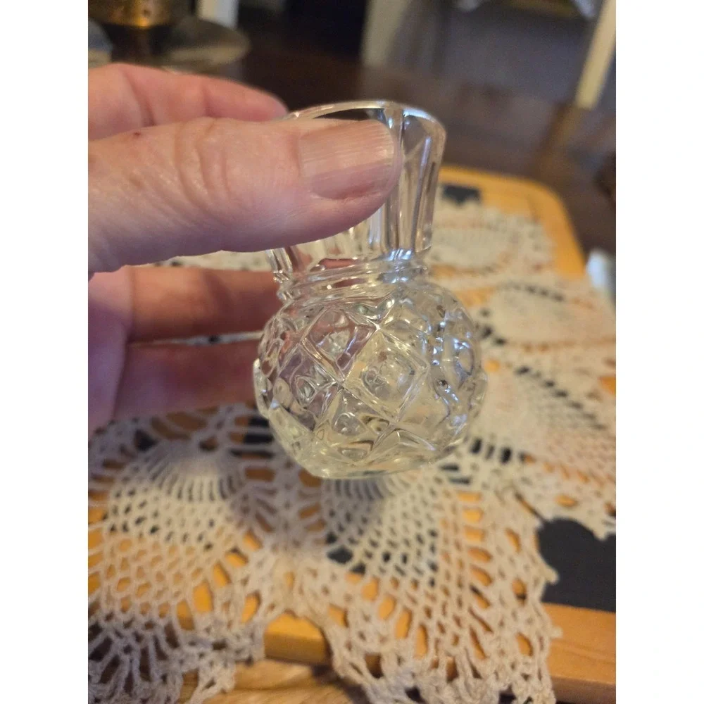 vintage pressed crystal glass toothpick holder